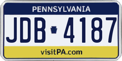 PA license plate JDB4187