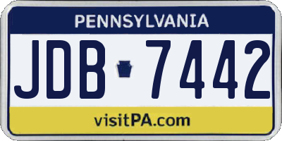 PA license plate JDB7442