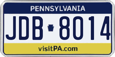 PA license plate JDB8014