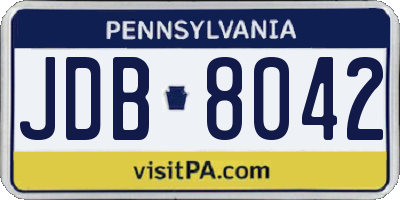 PA license plate JDB8042