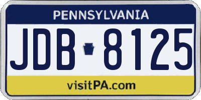PA license plate JDB8125