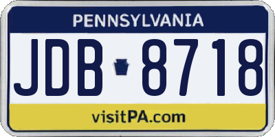 PA license plate JDB8718