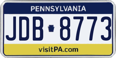PA license plate JDB8773