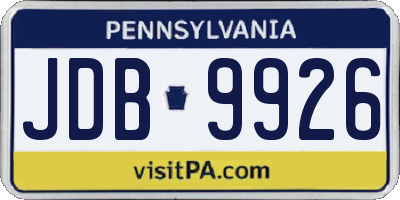 PA license plate JDB9926