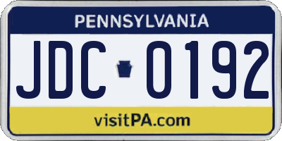 PA license plate JDC0192