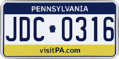 PA license plate JDC0316