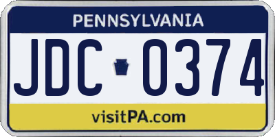 PA license plate JDC0374