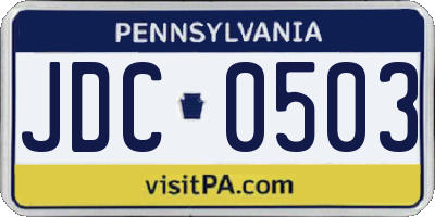PA license plate JDC0503