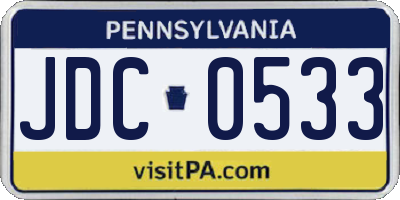 PA license plate JDC0533