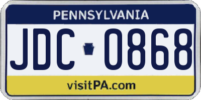 PA license plate JDC0868