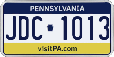 PA license plate JDC1013