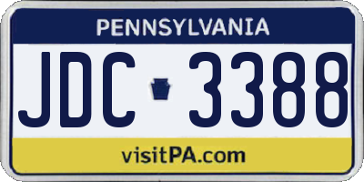 PA license plate JDC3388