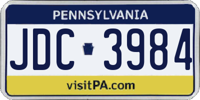 PA license plate JDC3984