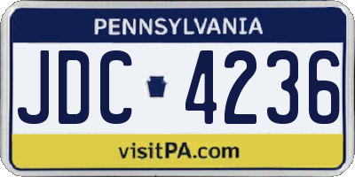 PA license plate JDC4236