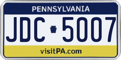 PA license plate JDC5007