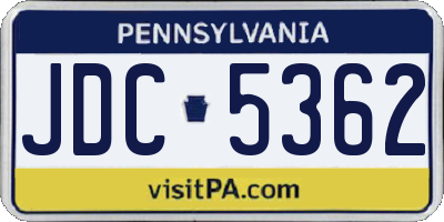 PA license plate JDC5362