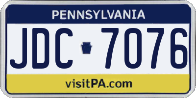 PA license plate JDC7076