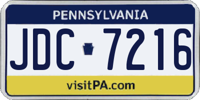 PA license plate JDC7216
