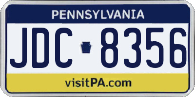PA license plate JDC8356