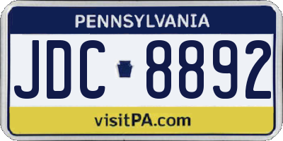 PA license plate JDC8892