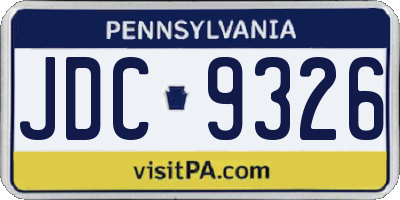 PA license plate JDC9326