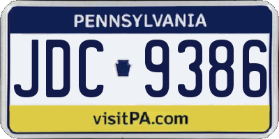 PA license plate JDC9386