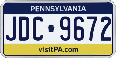 PA license plate JDC9672
