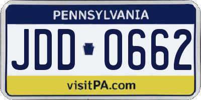 PA license plate JDD0662