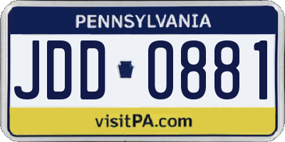 PA license plate JDD0881