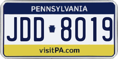 PA license plate JDD8019