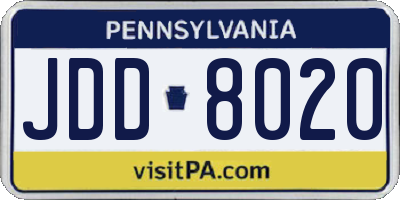 PA license plate JDD8020