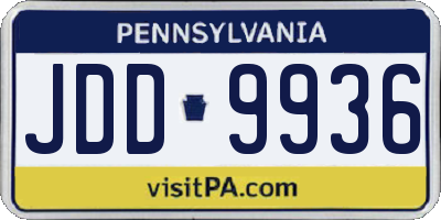PA license plate JDD9936