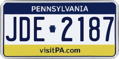 PA license plate JDE2187