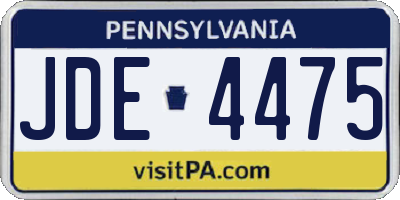 PA license plate JDE4475