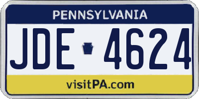 PA license plate JDE4624