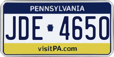 PA license plate JDE4650
