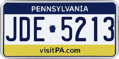 PA license plate JDE5213