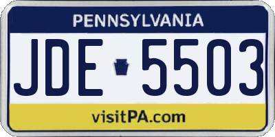 PA license plate JDE5503