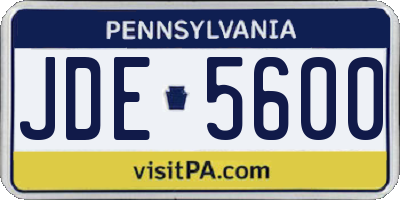 PA license plate JDE5600