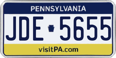 PA license plate JDE5655