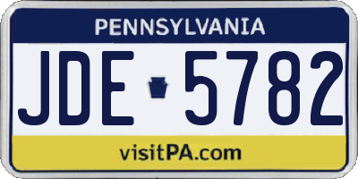PA license plate JDE5782