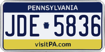 PA license plate JDE5836