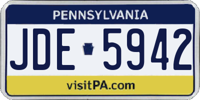PA license plate JDE5942