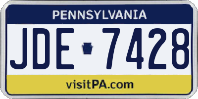 PA license plate JDE7428