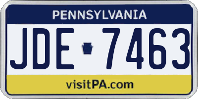 PA license plate JDE7463