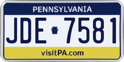 PA license plate JDE7581
