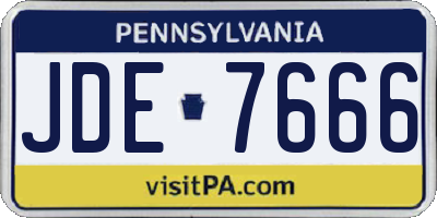 PA license plate JDE7666