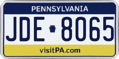 PA license plate JDE8065