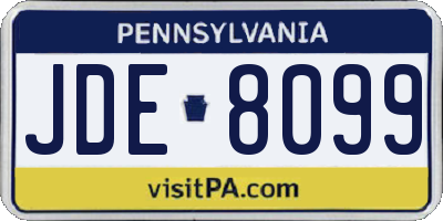 PA license plate JDE8099