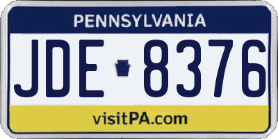 PA license plate JDE8376